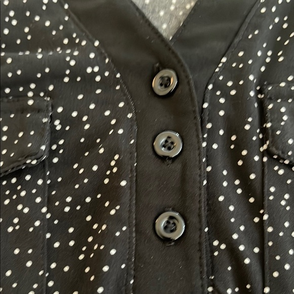 Ricki's Black and White 3/4 Sleeve Polo Blouse - Picture 5 of 9